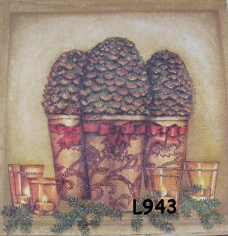 Servetten decoupage/bullet journal – dennenappels L943, Hobby en Vrije tijd, Knutselen, Nieuw, Materiaal, Verzenden