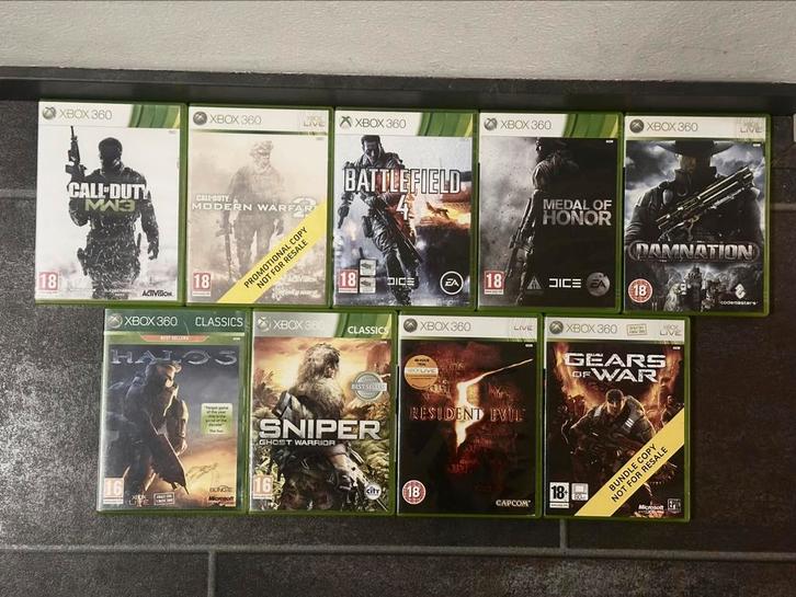 10x Xbox 360 schiet spellen, Spelcomputers en Games, Games | Xbox 360, Zo goed als nieuw, Shooter, 3 spelers of meer, Vanaf 18 jaar