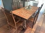 Eettafel set portugees smeedijzer, Ophalen, Gebruikt, 50 tot 100 cm, Vijf personen of meer