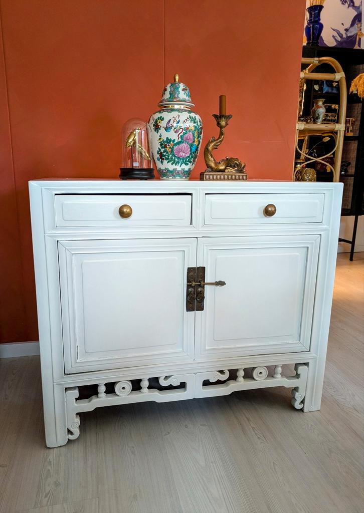 Chinees Oosters Dressoir Kast Wit, Huis en Inrichting, Kasten | Dressoirs, Zo goed als nieuw, 50 tot 100 cm, 50 tot 75 cm, Met lade(s)