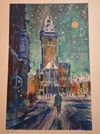 Litho Winterlandschap, Antiek en Kunst, Kunst | Schilderijen | Abstract, Ophalen of Verzenden