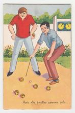 Pop-up kaart.  Jeu de boules  en bijna blote dame., Verzenden, 1940 tot 1960, Ongelopen, Overige thema's