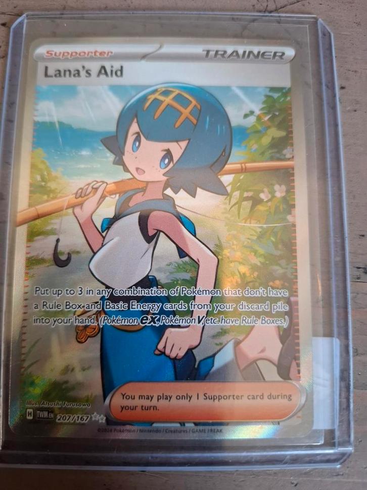 Lana's Aid - Trainer - Full Art - twm 207/167, Hobby en Vrije tijd, Verzamelkaartspellen | Pokémon, Zo goed als nieuw, Losse kaart
