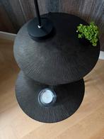 2 zwarte  bijzettafels, Minder dan 55 cm, Metaal of Aluminium, Rond, Zo goed als nieuw