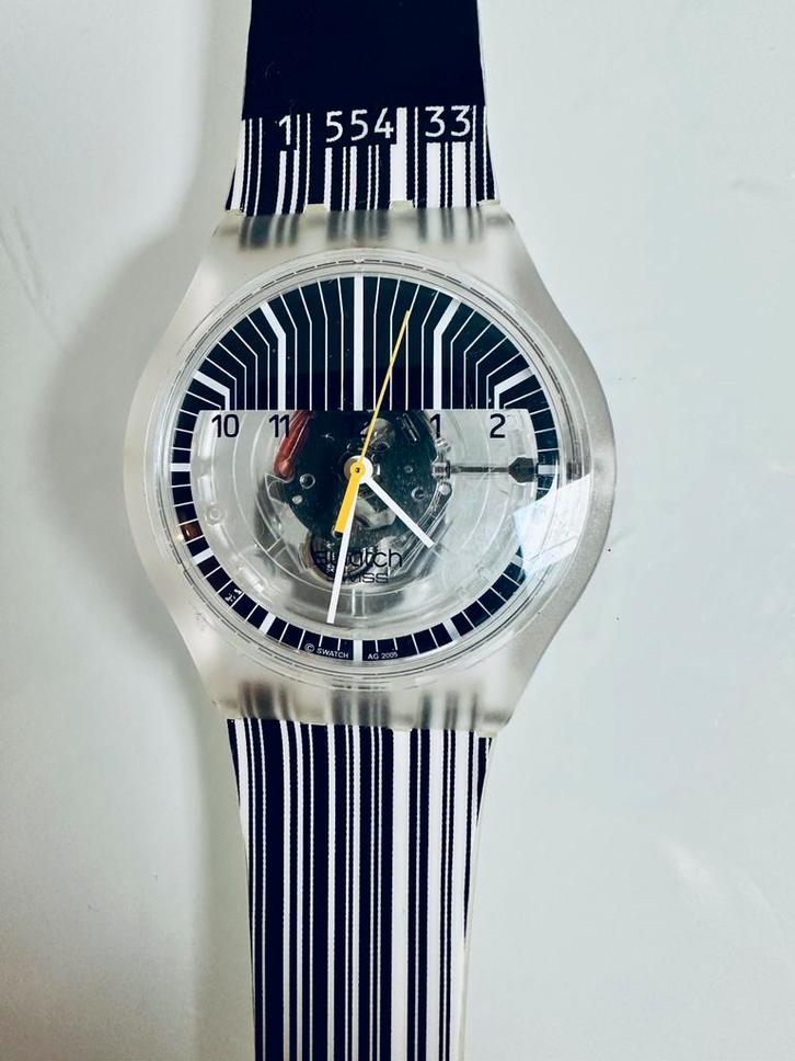 Vintage 2006 Swatch Code Barre Barcode, Sieraden, Tassen en Uiterlijk, Horloges | Heren, Zo goed als nieuw, Ophalen of Verzenden