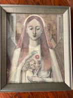 Madonna & Kind — gesigneerd H. Doerfler, 1922 ingelijst, Ophalen of Verzenden, Gebruikt