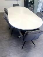 Witte ovale vergadertafel – 240 cm, Ophalen, In hoogte verstelbaar, Zo goed als nieuw, Bureau