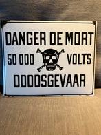 Oud emaille bord reclamebord electra schedel doodshoofd, Ophalen of Verzenden, Gebruikt, Reclamebord