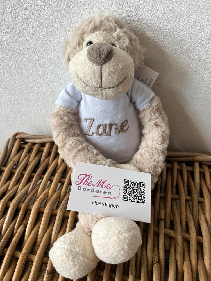 Geborduurde Slingeraap met Naam super leuk als kraamcadeau, Kinderen en Baby's, Speelgoed | Knuffels en Pluche, Nieuw, Overige typen