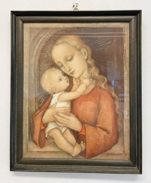 M.I. HUMMEL. LITHO. MARIA MET KIND. +-1930. Religie jezus., Antiek en Kunst, Antiek | Religie, Ophalen of Verzenden