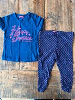 Maat 80 Hema setje tshirt met legging blauw met roze print, Kinderen en Baby's, Babykleding | Maat 80, Meisje, Ophalen of Verzenden