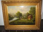 Romantisch Landschapsschilderij – Gesigneerd “B. Richter”, Antiek en Kunst, Ophalen