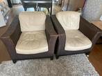 Twee fauteuils - Slootstra/Jan des Bouvrie - Lloyd Loom, Huis en Inrichting, Fauteuils, Ophalen, Gebruikt, 50 tot 75 cm, Leer