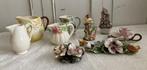 Brocante melkkannetjes - Barbotine & bloemornamenten, Antiek en Kunst, Ophalen of Verzenden