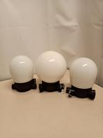 3 Antieke Bakelieten Stallampen, Huis en Inrichting, Lampen | Plafondlampen, Ophalen of Verzenden, Gebruikt, Glas, Vintage