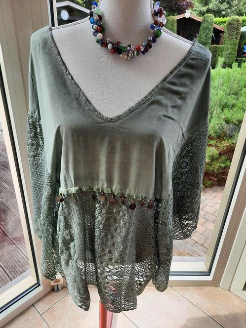Aparte blouse MADE IN ITALY - TU, Kleding | Dames, Blouses en Tunieken, Zo goed als nieuw, Maat 46/48 (XL) of groter, Groen, Ophalen of Verzenden