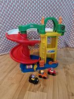Fisher-Price little people autogarage + 3 auto's., Kinderen en Baby's, Speelgoed | Fisher-Price, Ophalen of Verzenden, Zo goed als nieuw