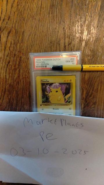 Pikachu #58 Pokemon kaart base set 1st edition dutch PSA 10 beschikbaar voor biedingen
