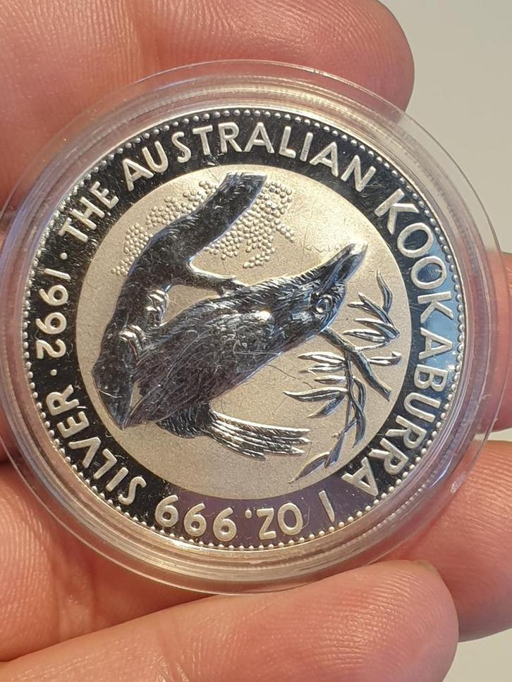Kookaburra 1992, 1 oz .999 zilver (E2), Postzegels en Munten, Edelmetalen en Baren, Zilver, Ophalen of Verzenden