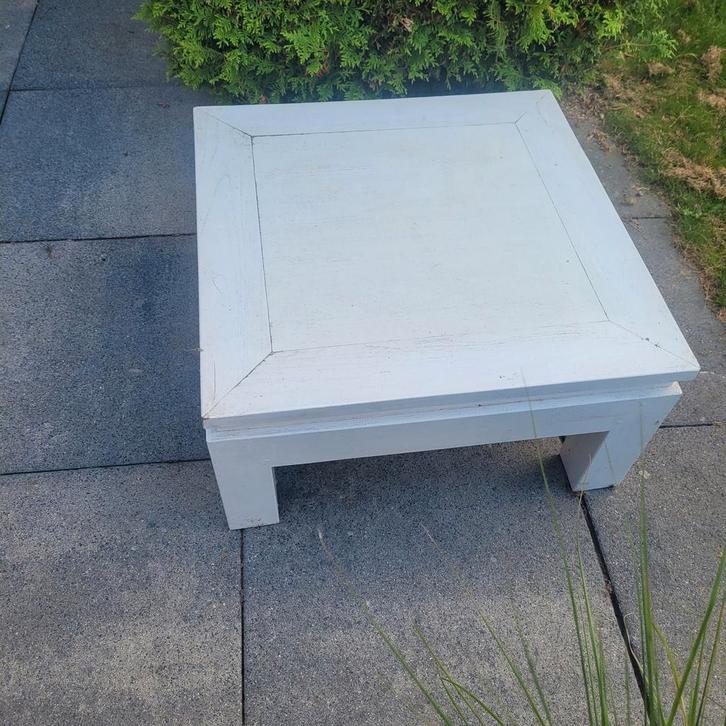 Zware teakhouten tafel 70x70x36, Huis en Inrichting, Tafels | Salontafels, Gebruikt, Minder dan 50 cm, 50 tot 100 cm, Rechthoekig