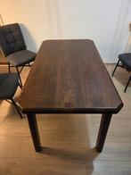Eettafel, Fineer Eiken, Bruin, Huis en Inrichting, Tafels | Eettafels, Ophalen, Gebruikt, 100 tot 150 cm, 50 tot 100 cm