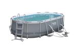 Bestway Power Steel Oval 4.24m x 2.50m x 1.00m, Grijs/Blauw, Ophalen of Verzenden