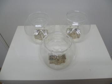 3x Riviera Maison waxinelicht houders glas met huisje groot  beschikbaar voor biedingen