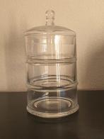 Glazen etagère/snoep/bonbon pot. 3 etages met deksel., Huis en Inrichting, Woonaccessoires | Etagères, Ophalen, Zo goed als nieuw