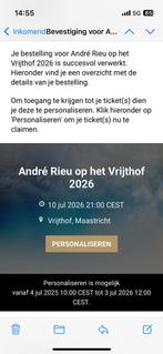 2 kaarten André Rieu A2 (10 juli 2026 Vrijthof Maastricht), Tickets en Kaartjes, Twee personen, Juli