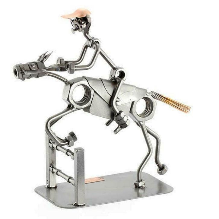 Spring ruiter - paard, ruiter, steelman, beeldje, geschenk, Verzamelen, Beelden en Beeldjes, Ophalen of Verzenden
