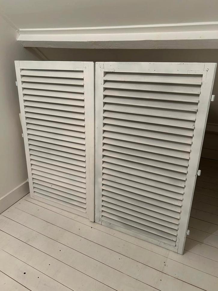 Set oude brocante houten shutter luiken ca. 140x120, Antiek en Kunst, Curiosa en Brocante, Ophalen