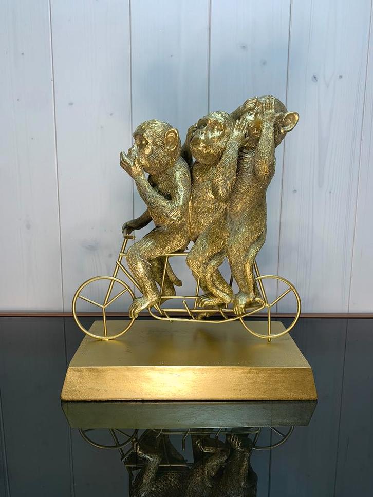 Aapjes op de fiets: horen, zien en zwijgen goud, Huis en Inrichting, Woonaccessoires | Overige, Nieuw, Ophalen of Verzenden