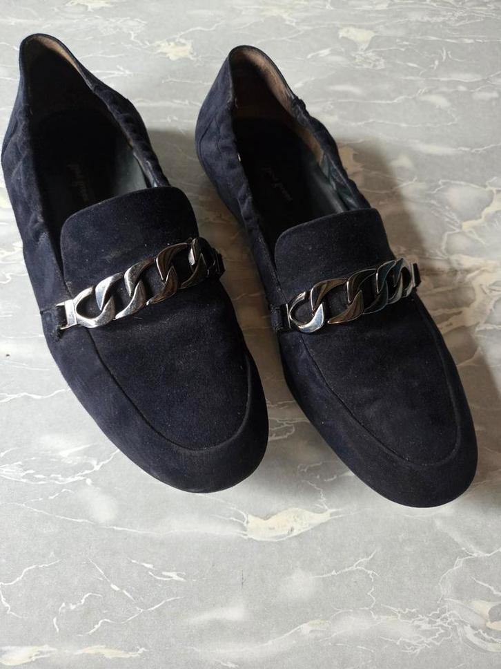 Paul Green Suède Instappers Loafers met Ketting - Maat 39, Kleding | Dames, Schoenen, Gedragen, Instappers, Blauw, Ophalen of Verzenden