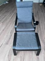 Poang stoel + voetenbankje en drinkbekerhouder, Ophalen, Zo goed als nieuw, Grijs, Eén