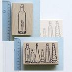 Houten rubberen stempels set Flessen, Hobby en Vrije tijd, Stempelen, Ophalen of Verzenden, Nieuw, Houten stempel