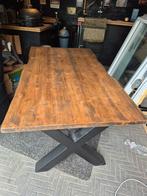 Boomstam eetkamertafel 180 x 100 met kruispoot, Huis en Inrichting, Tafels | Eettafels, Ophalen, Gebruikt, 50 tot 100 cm, Vijf personen of meer