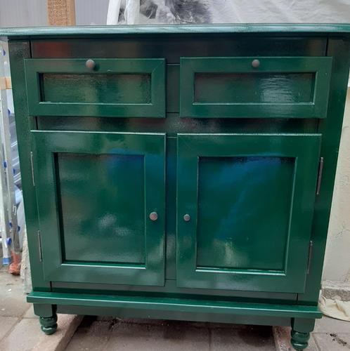 Dressoir groen, Huis en Inrichting, Kasten | Dressoirs, Gebruikt, 25 tot 50 cm, Met lade(s), Met deur(en), Eikenhout, Ophalen