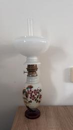 Antieke tafel-olielamp met hand gemaakt  - Chimney, Ophalen of Verzenden