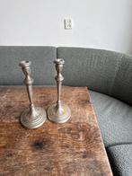 Vintage Metalen Kandelaren Set, Gebruikt, Ophalen of Verzenden, Metaal, Grijs