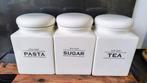 Set van 3 witte keramische voorraadpotten, Ophalen of Verzenden