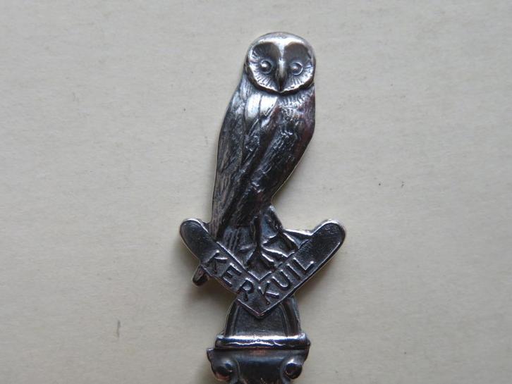 Verzilverd lepeltje Kerkuil / vogel / roofvogel, Antiek en Kunst, Antiek | Bestek, Verzenden