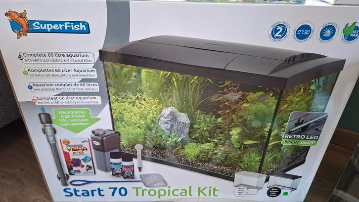 Complete SuperFish Start 70 zwart, Dieren en Toebehoren, Vissen | Aquaria en Toebehoren, Gebruikt, Leeg aquarium, Ophalen