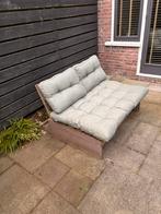 Steigerhouten bank 2 pers. incl. kussens, Ophalen, Gebruikt, Hout