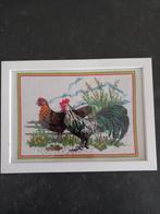 Geborduurd schilderij kip  / haan, Ophalen of Verzenden, Minder dan 50 cm, Schilderij, Minder dan 50 cm