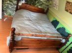 Brocante 2-persoons bed met elektrische bedbodems, Huis en Inrichting, Slaapkamer | Bedden, Bruin, Zo goed als nieuw, Hout, Antiek