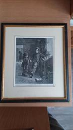 Gravure leraar in mooie lijst, Antiek en Kunst, Kunst | Etsen en Gravures, Ophalen of Verzenden