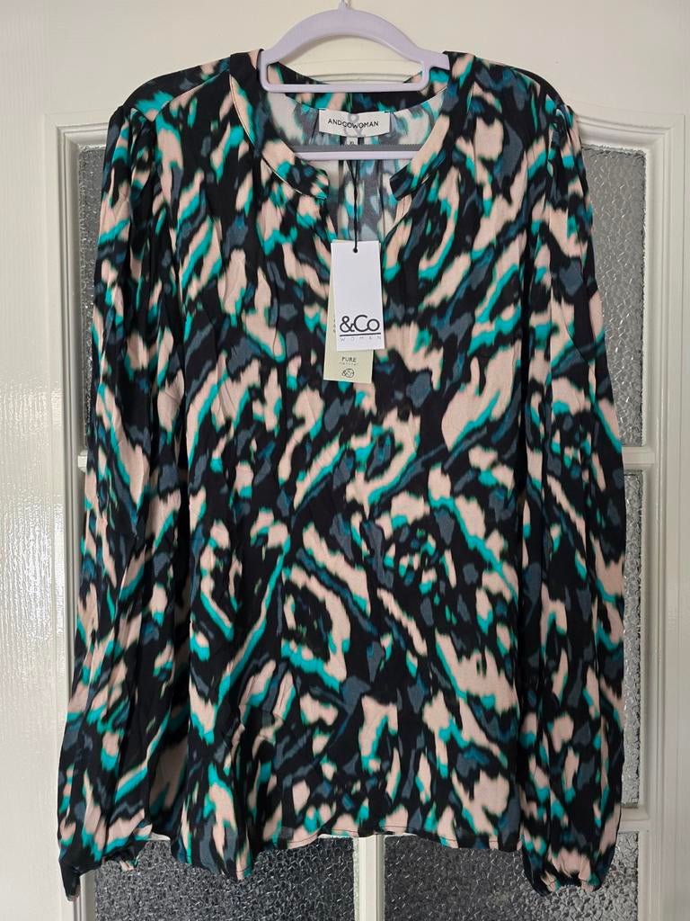 &co woman andcowoman and cowoman xl blouse petrol, Ophalen of Verzenden, Nieuw, Maat 46/48 (XL) of groter, Blauw