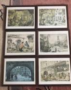 6 ingelijste tekeningen/prenten van Anton Pieck zie foto, Verzenden