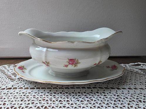 Juskom sauskom met rode roosjes, Antiek en Kunst, Antiek | Servies los, Ophalen of Verzenden