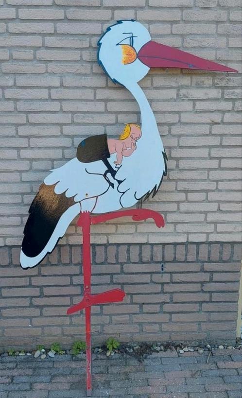 Ooievaar te huur, geboorte tuin ooievaar., Kinderen en Baby's, Kraamcadeaus en Geboorteborden, Zo goed als nieuw, Ophalen